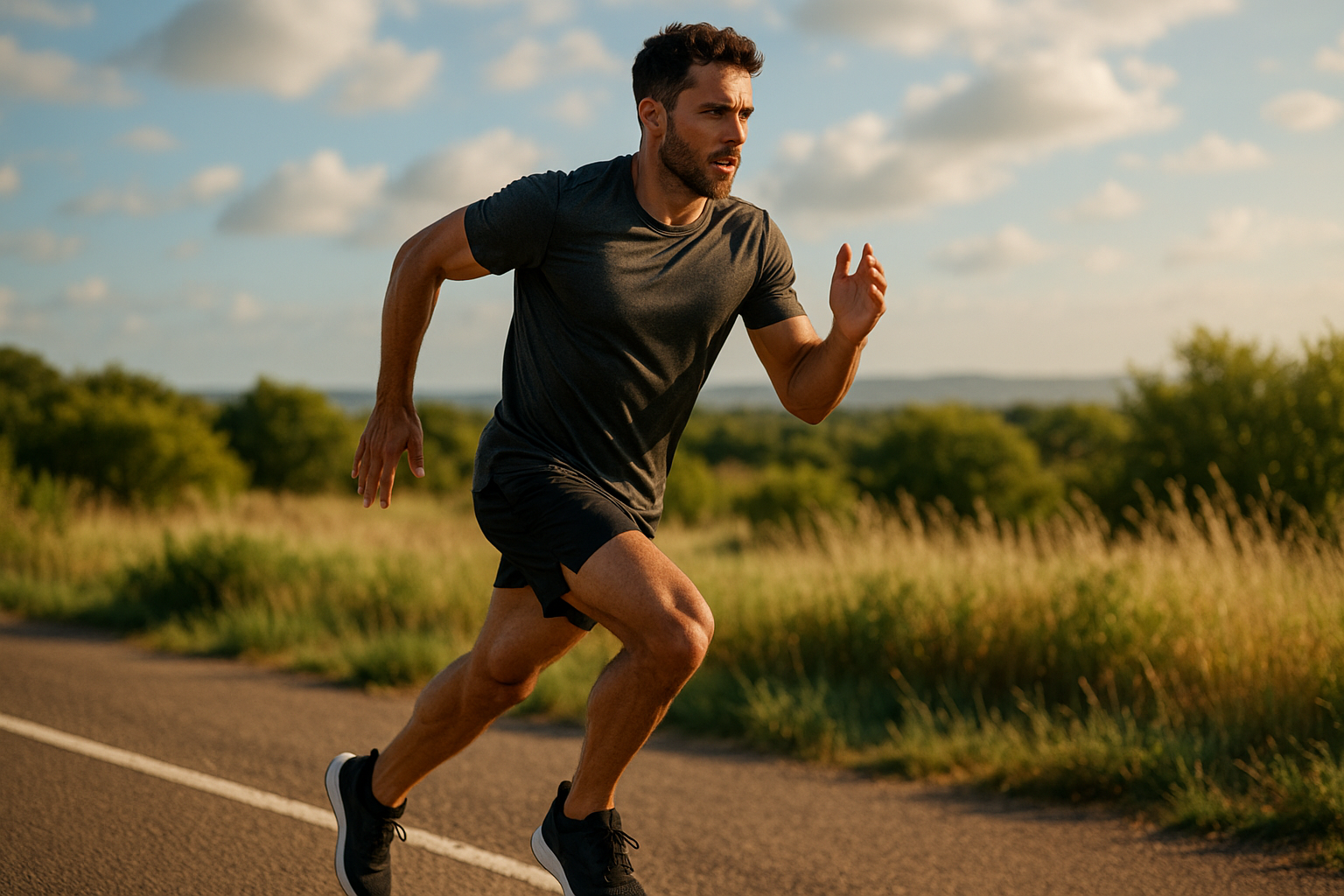 A dynamic image of a man running outdoors